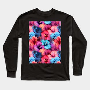 #37 Floral Pattern. Hibiscus Flower Pattern. Long Sleeve T-Shirt